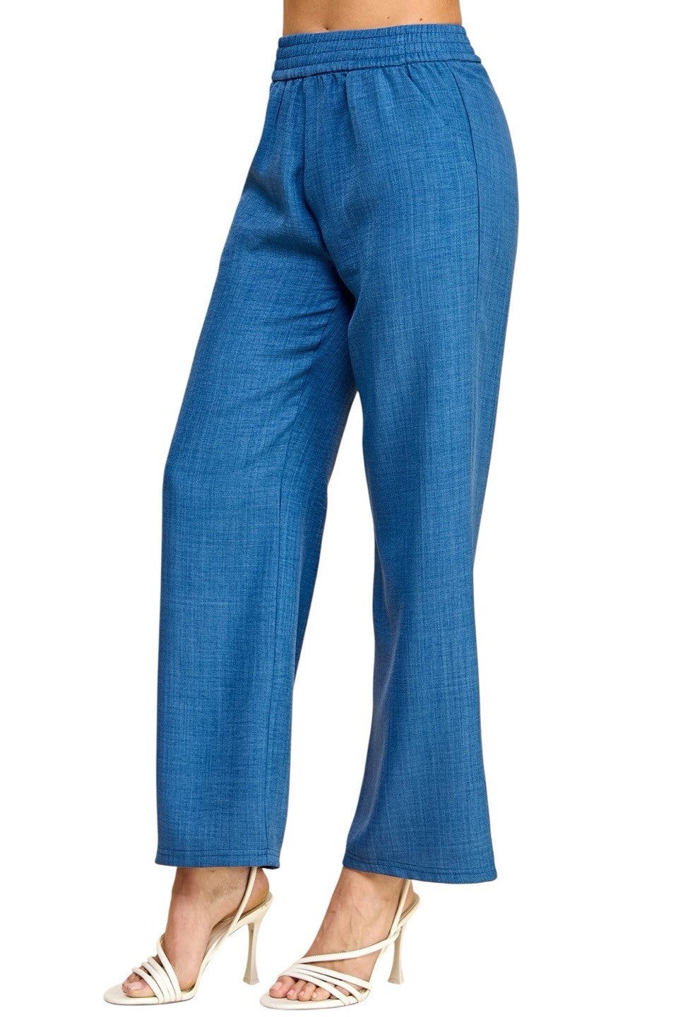 Women's Plus Size Wide Leg Linen-Blend Trousers - Comfortable High-Waisted Pants