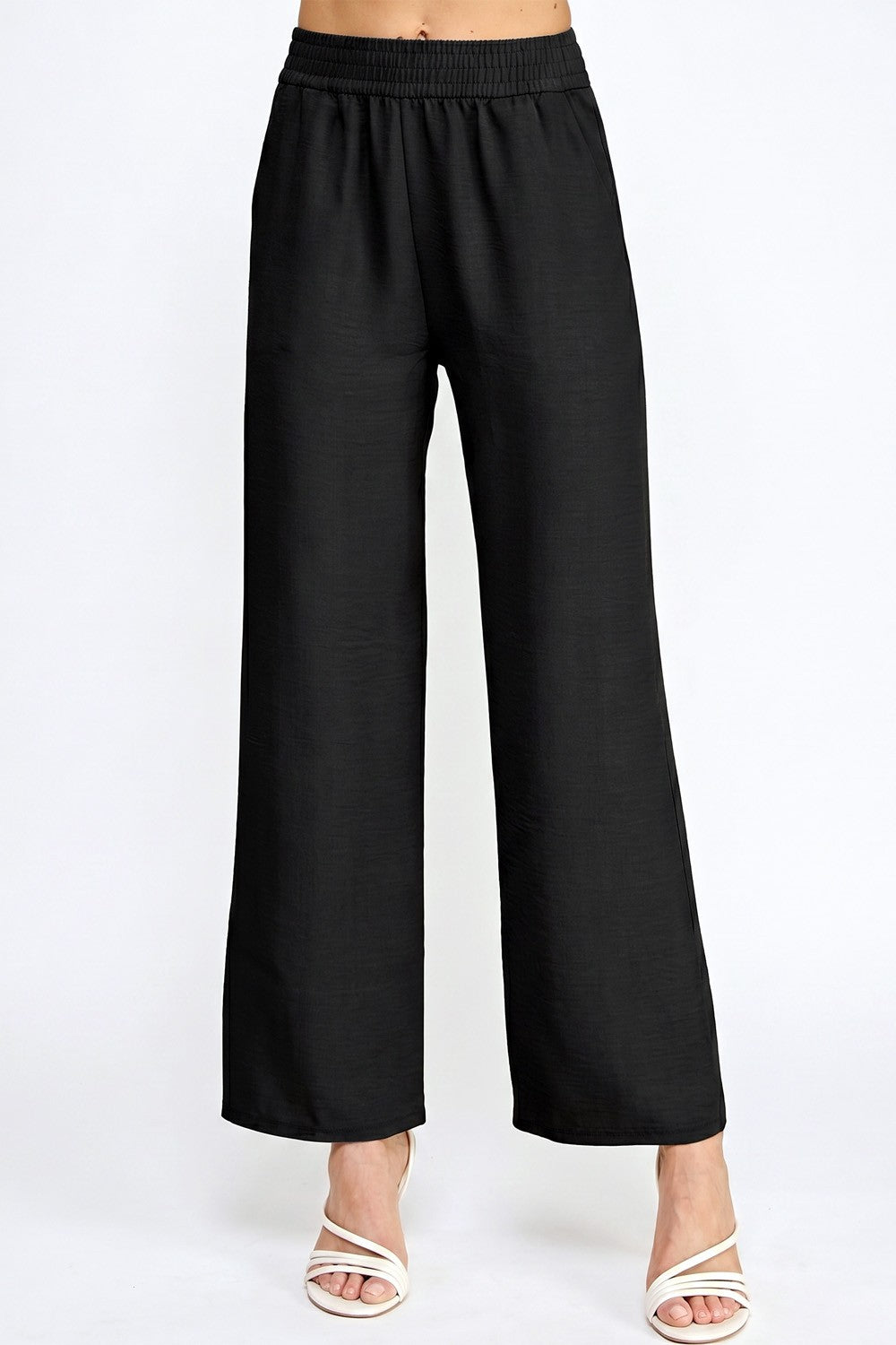 Women's Plus Size Wide Leg Linen-Blend Trousers - Comfortable High-Waisted Pants