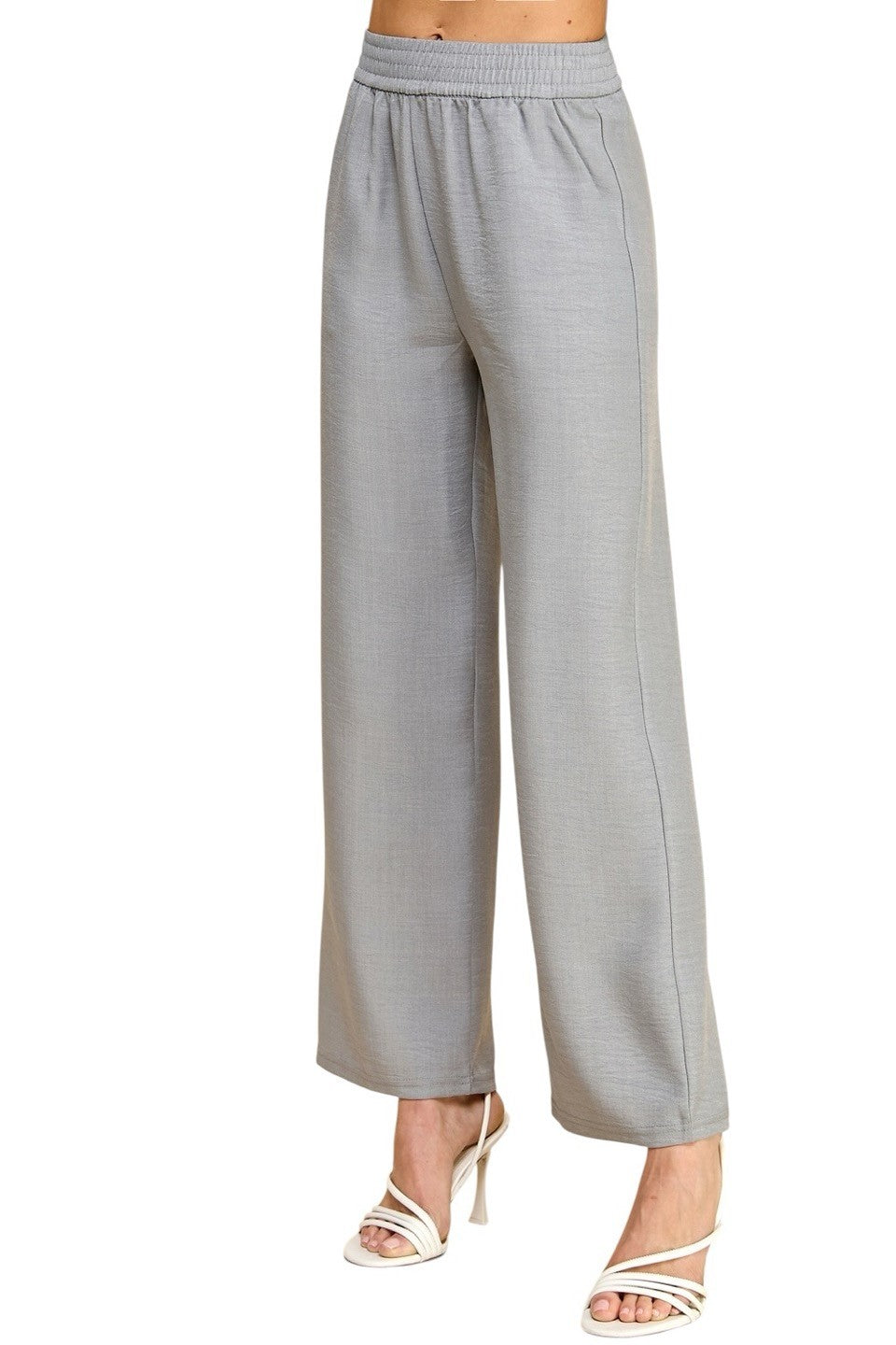 Women's Plus Size Wide Leg Linen-Blend Trousers - Comfortable High-Waisted Pants