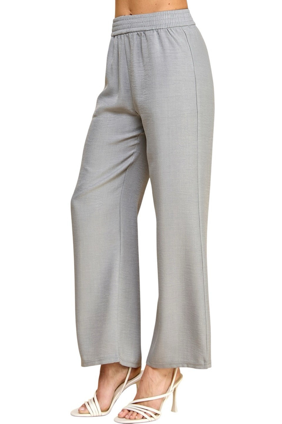Women's Plus Size Wide Leg Linen-Blend Trousers - Comfortable High-Waisted Pants