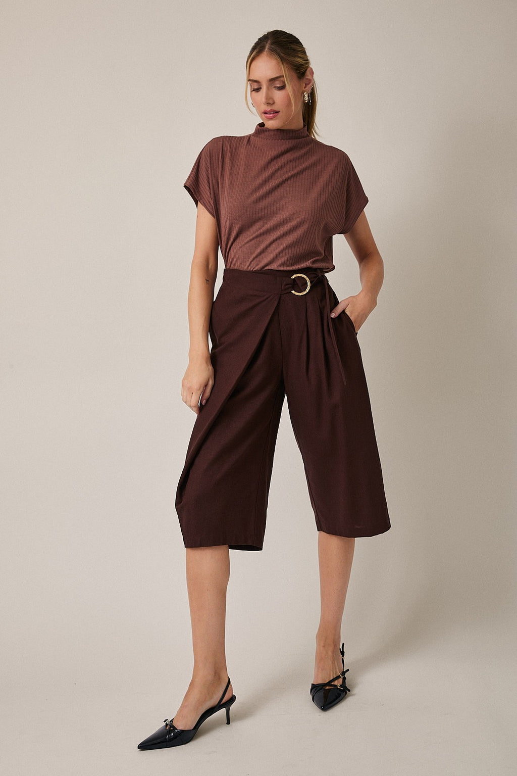 Mock Neck Short Sleeve Top