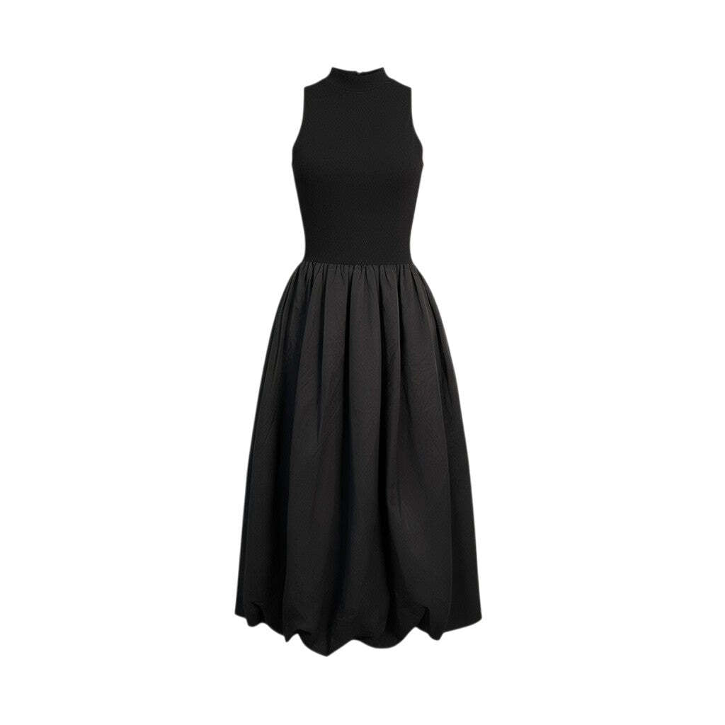 Black Sleeveless A-Line Dress with Flared Skirt