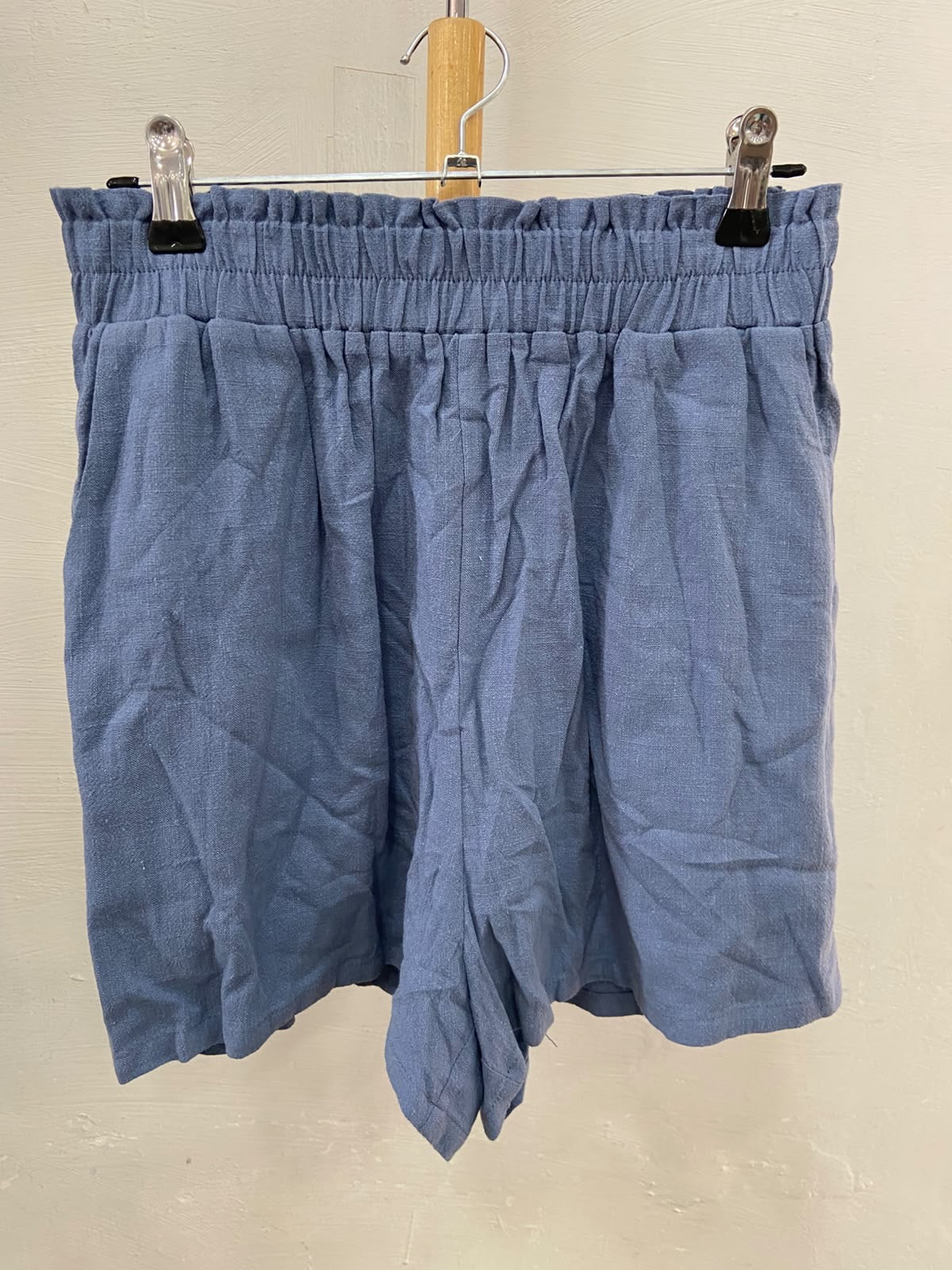 Blue Relaxed High-Waist Shorts with Elastic Waistband