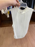White Sleeveless Mock Neck Top with Fitted Silhouette