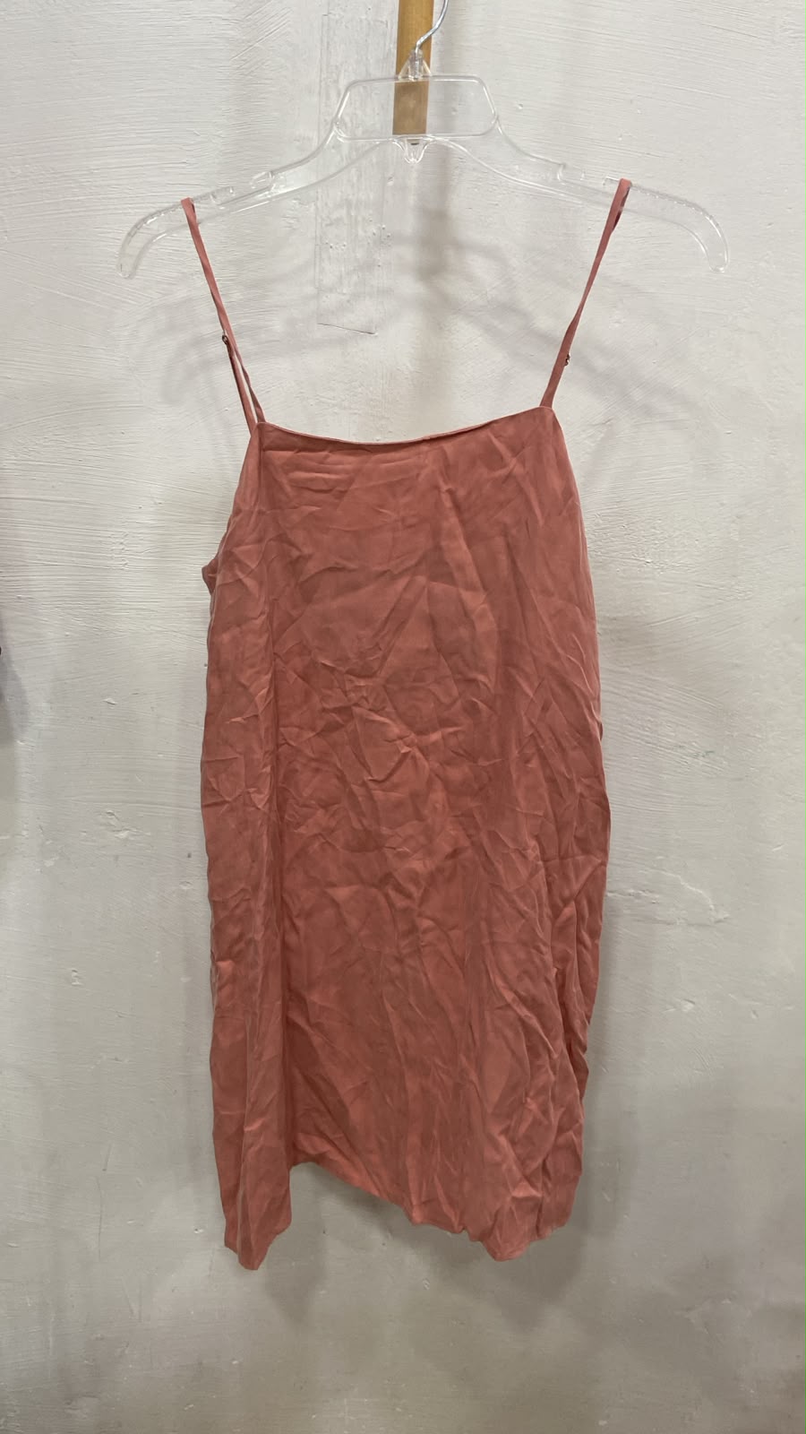 Peach Spaghetti Strap Top with Crinkled Texture