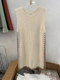 Cream Knit Sleeveless Tunic with Side Detail