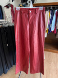 Red High-Waist Wide-Leg Trousers with Button Detail