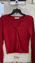 Red Long Sleeve Button-Up Cardigan