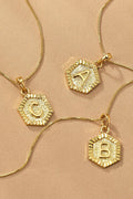 Waterproof Hexagon Brass Initial Letter Pendant