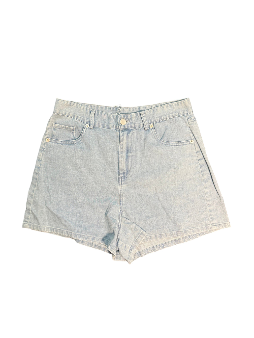 Light Blue High-Waist Denim Shorts with Pockets