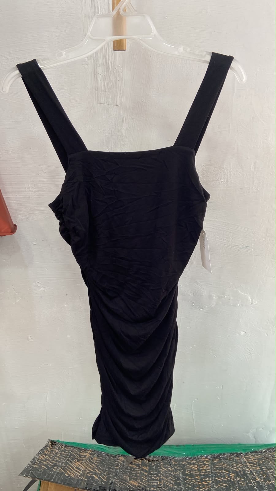 Black Ruched Bodycon Dress with Spaghetti Straps