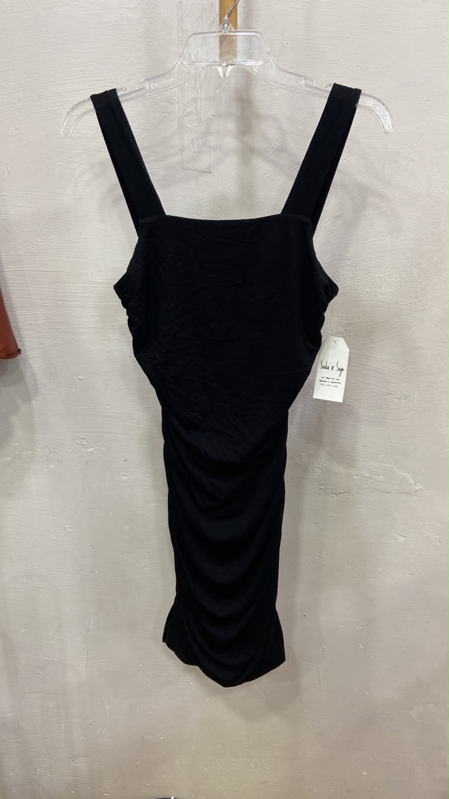 Black Sleeveless Bodycon Dress with Ruched Detail