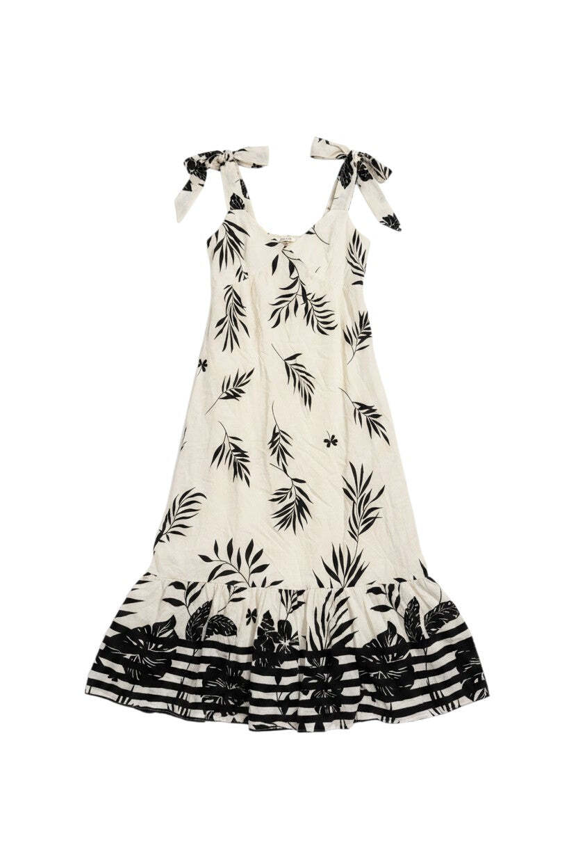 Cream Floral Spaghetti Strap Maxi Dress with Ruffle Hem