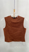 Rust Ribbed Sleeveless Crop Top