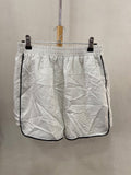 White Striped Relaxed Fit Shorts with Piping Detail
