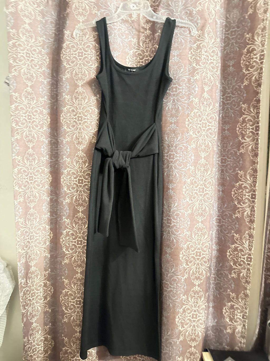 Charcoal Sleeveless Maxi Dress with Tie Waist