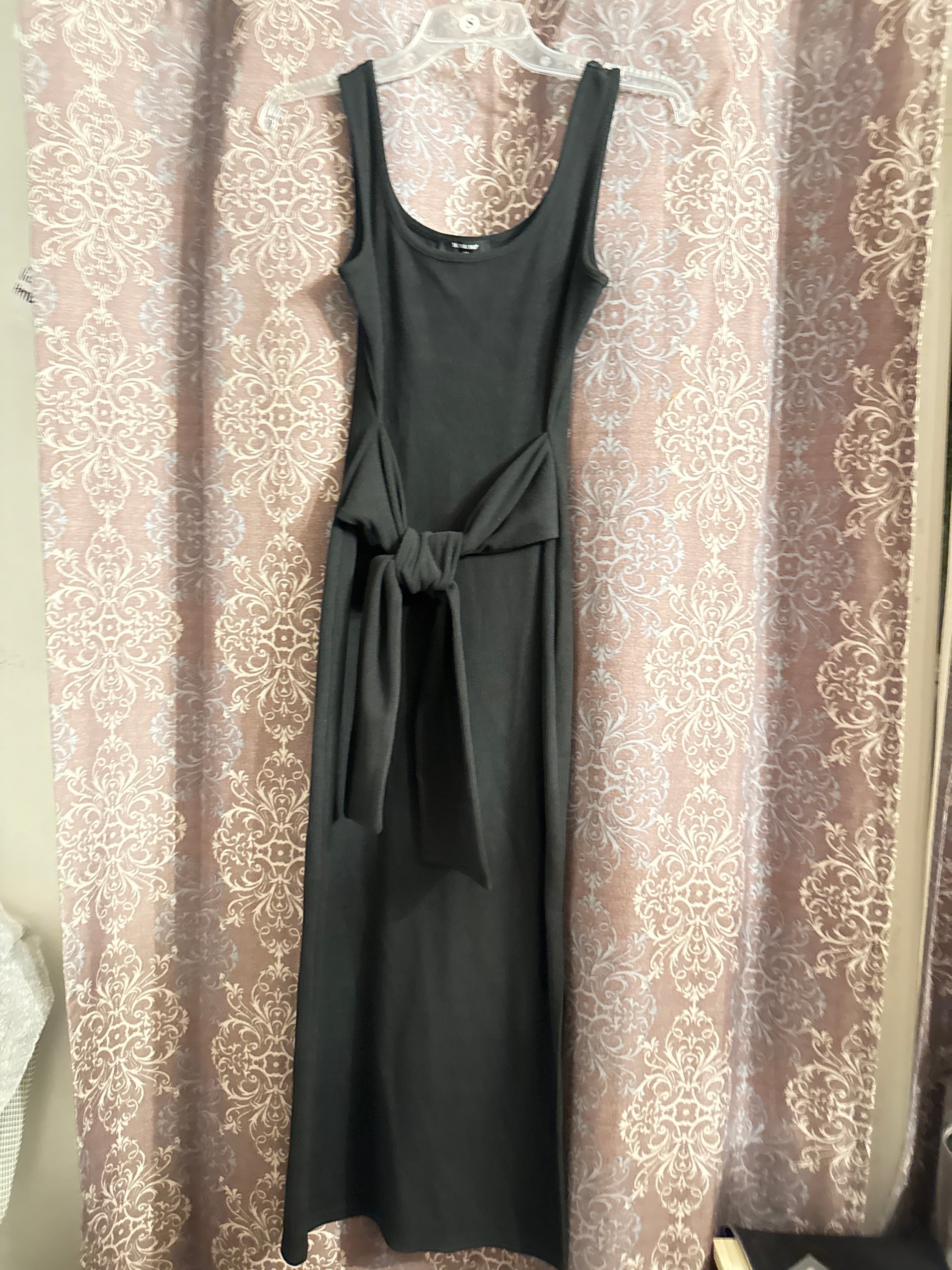 Charcoal Sleeveless Maxi Dress with Tie Waist