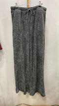 Gray Wide-Leg Drawstring Trousers with Textured Fabric