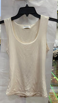 Cream Sleeveless Scoop Neck Tank Top with Stretch