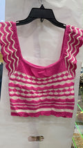 Pink Cropped Sweater with Scalloped Edges