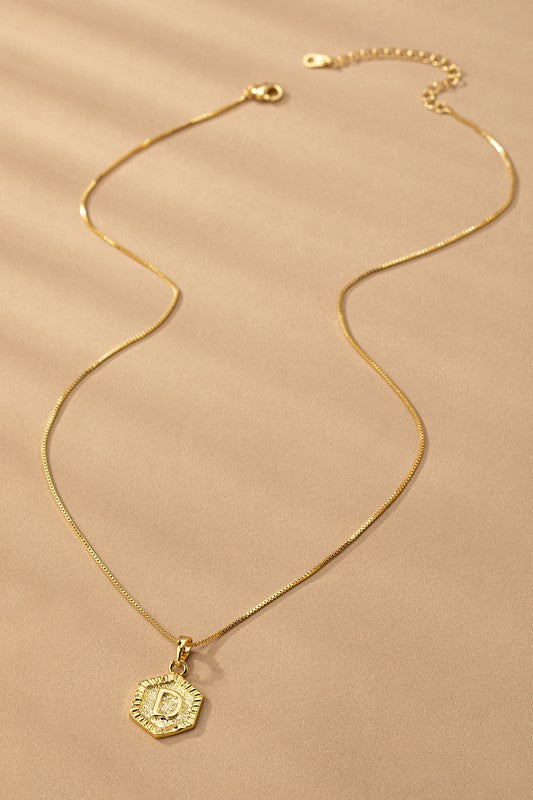 Waterproof Hexagon Brass Initial Letter Pendant