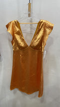 Gold Flutter Sleeve V-Neck Top with Sheen