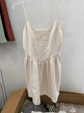 Cream Smocked A-Line Mini Dress with Spaghetti Straps
