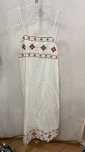 White Strapless Maxi Dress with Embroidered Detail