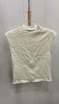Cream Mock Neck Sleeveless Top with Cap Sleeves