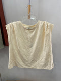 Cream Relaxed Fit T-Shirt with Gathered Sleeves