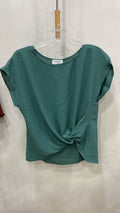 Green Short Sleeve Knot Front Top