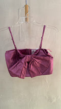 Pink Spaghetti Strap Crop Top with Bow Detail