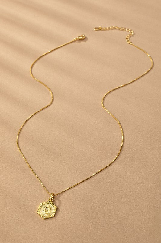 Waterproof Hexagon Brass Initial Letter Pendant