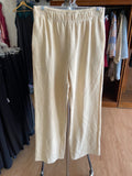 Cream Stretchable Relaxed Fit Pants with Elastic Waistband