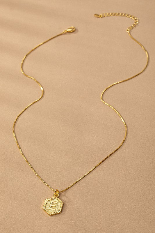 Waterproof Hexagon Brass Initial Letter Pendant
