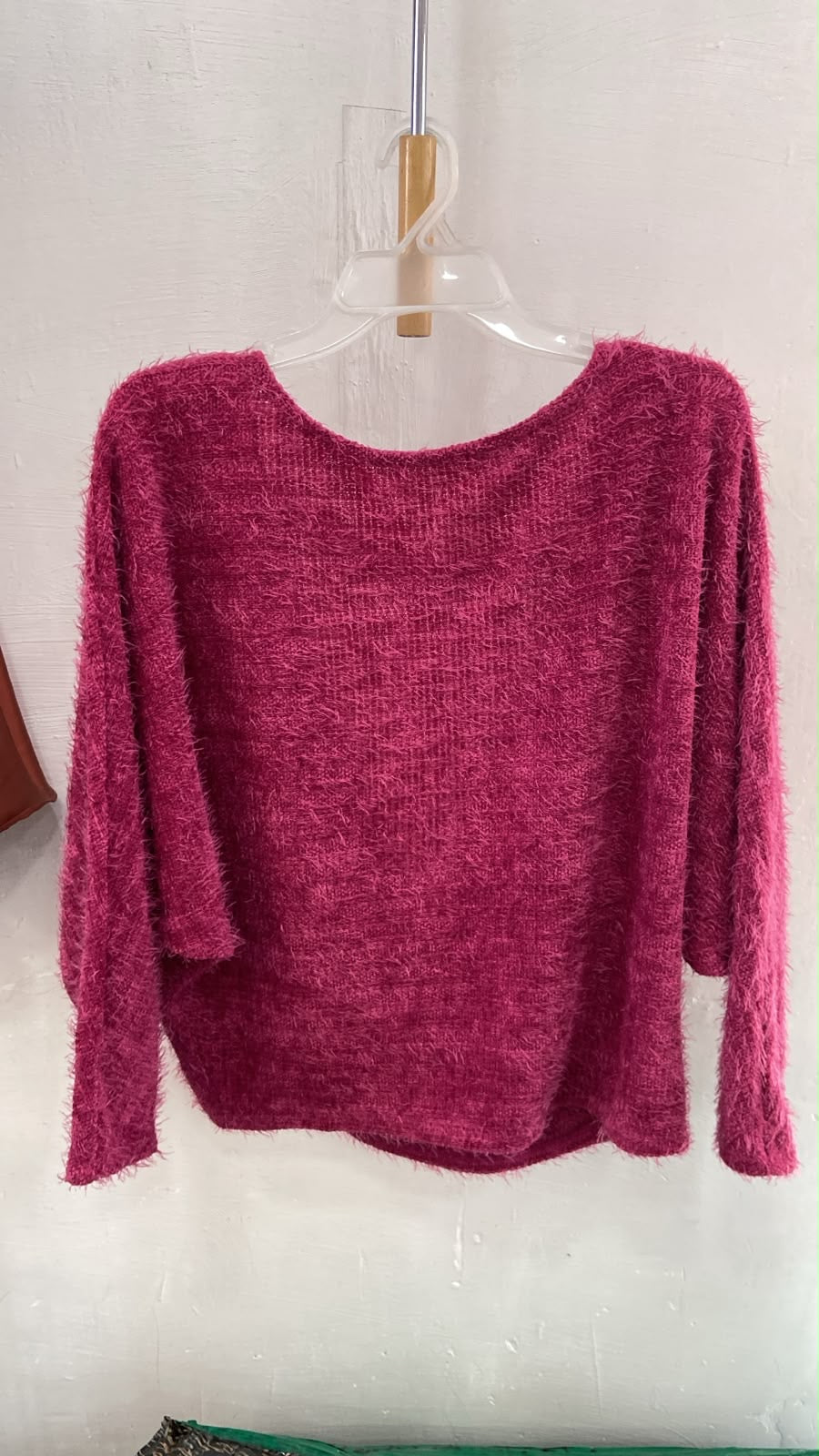 Burgundy Knit Batwing Sweater with Textured Finish