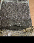 Silver Sequined Fabric with Animal Print Detail