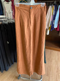 Rust Wide-Leg Trousers with Button Detail