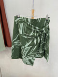 Green Floral Wrap Skirt with Tie Detail