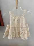 Cream Tiered Sleeveless Top with Ruffled Hem