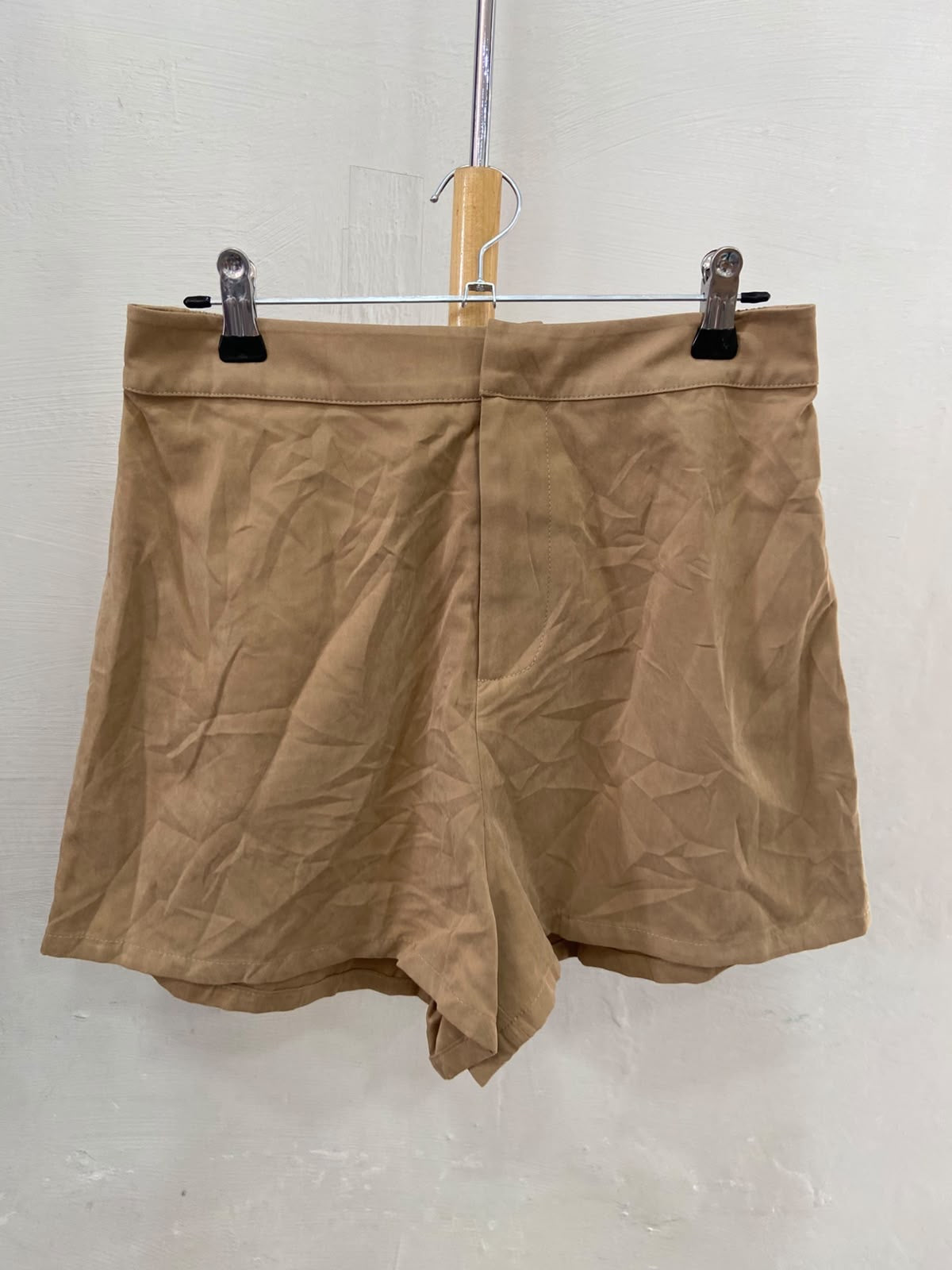 Beige High-Waist Shorts with Relaxed Fit