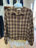 Brown Checkered Long Sleeve Button-Up Shirt