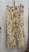Brown and Cream Flared Trousers with Zebra Print