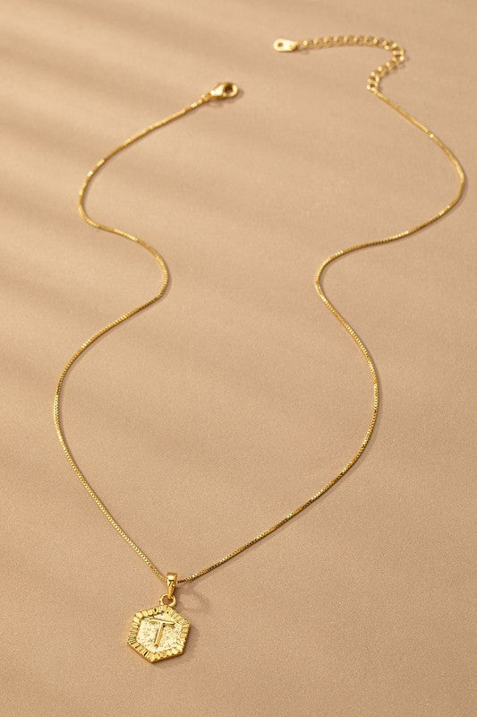 Waterproof Hexagon Brass Initial Letter Pendant
