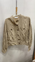 Beige Cropped Button-Up Jacket with Pockets