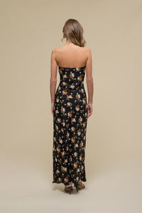 Black Floral Cowl Neck Maxi Dress