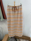 Multicolor Maxi Skirt with Drawstring Detail