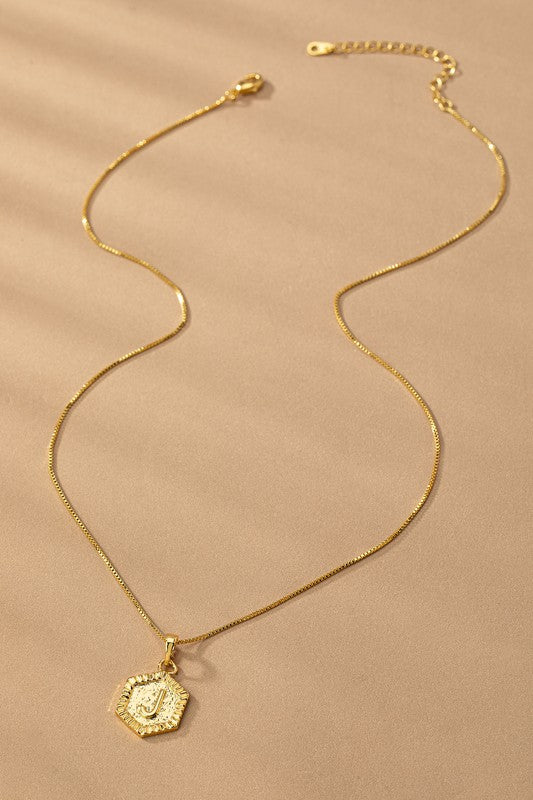 Waterproof Hexagon Brass Initial Letter Pendant