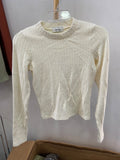 Cream Long Sleeve Knit Sweater with Textured Weave