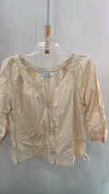 Cream Button-Up Puff Sleeve Top with Gathered Detail